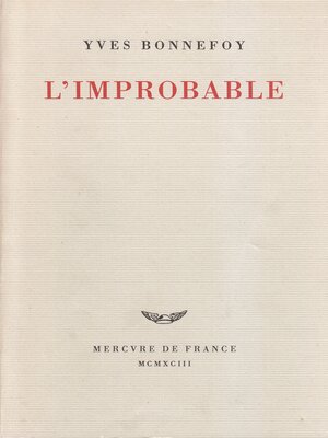 cover image of L'improbable et autres essais